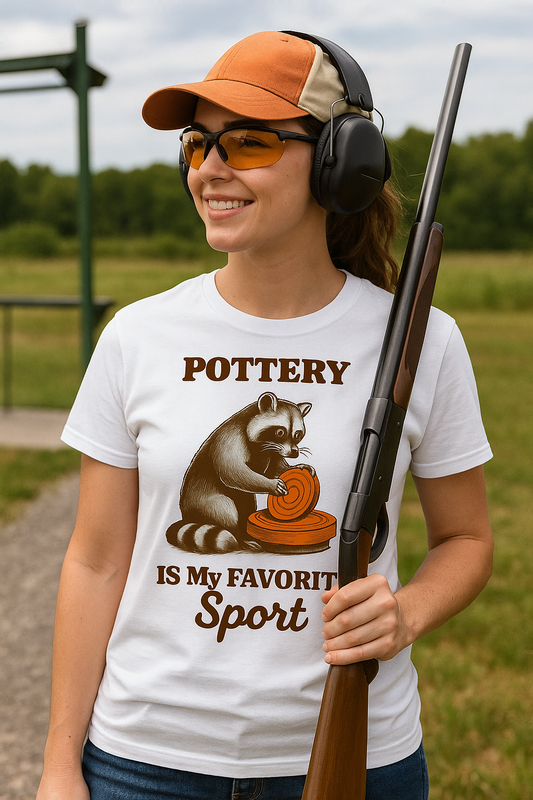 Women’s “Pottery Is My Favorite Sport” Tee – Funny Clay Target T-Shirt