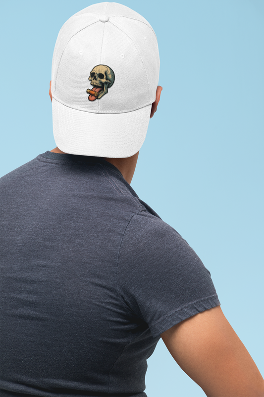 Skull & Clay Dad Hat – White | Clay Shooter Attitude Cap